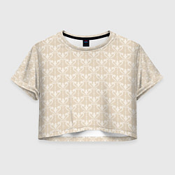 Футболка 3D укороченная женская Элегантный бежевый узор с дамасками, цвет: 3D-принт