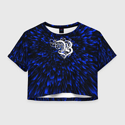 Футболка 3D укороченная женская Burzum blue energy, цвет: 3D-принт
