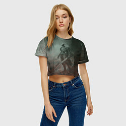 Футболка 3D укороченная женская Элитный воин-скелет, цвет: 3D-принт — фото 2