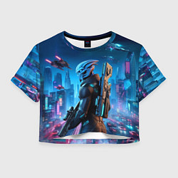 Футболка 3D укороченная женская Mass Effect - neon glow fantastic, цвет: 3D-принт