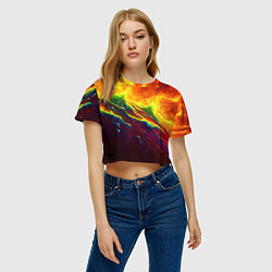 Футболка 3D укороченная женская Абстрактные волны с огнем, цвет: 3D-принт — фото 2