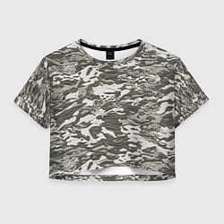 Футболка 3D укороченная женская Фактурный камуфляж, цвет: 3D-принт