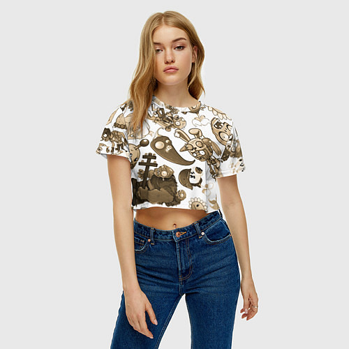 Женский топ Растения против зомби в бежевых тонах / 3D-принт – фото 3