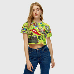 Футболка 3D укороченная женская Растения против зомби с героями, цвет: 3D-принт — фото 2