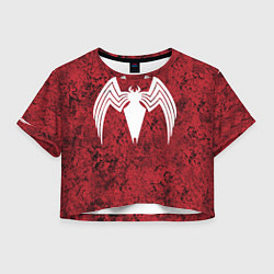 Футболка 3D укороченная женская Знак венома на красном, цвет: 3D-принт