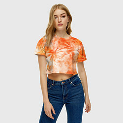 Футболка 3D укороченная женская Оранжевый тай-дай пятна, цвет: 3D-принт — фото 2