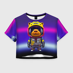 Футболка 3D укороченная женская Baby capybara - cyberpunk, цвет: 3D-принт