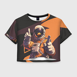 Футболка 3D укороченная женская Птичий астронавт, цвет: 3D-принт