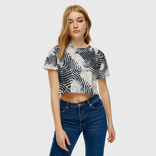 Женский топ Текстура гранж - абстрактные линии / 3D-принт – фото 3