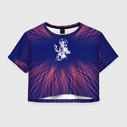 Футболка 3D укороченная женская Iron Maiden red energy, цвет: 3D-принт