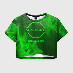 Футболка 3D укороченная женская Nissan - green gradient, цвет: 3D-принт
