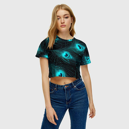 Женский топ Светящиеся перья павлина паттерн / 3D-принт – фото 3