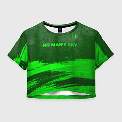 Футболка 3D укороченная женская No Mans Sky - green gradient посередине, цвет: 3D-принт