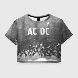 Футболка 3D укороченная женская AC DC - grey gradient посередине, цвет: 3D-принт