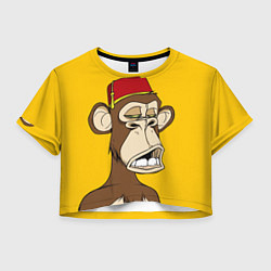 Футболка 3D укороченная женская NFT ape monkey, цвет: 3D-принт