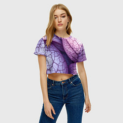 Футболка 3D укороченная женская Прожилки экзотического растения, цвет: 3D-принт — фото 2