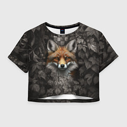 Футболка 3D укороченная женская Внимательный лис, цвет: 3D-принт