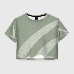 Футболка 3D укороченная женская Светлый серо-зелёный абстрактный, цвет: 3D-принт