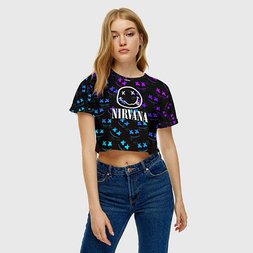 Женский топ Nirvana x marshmello neon / 3D-принт – фото 3