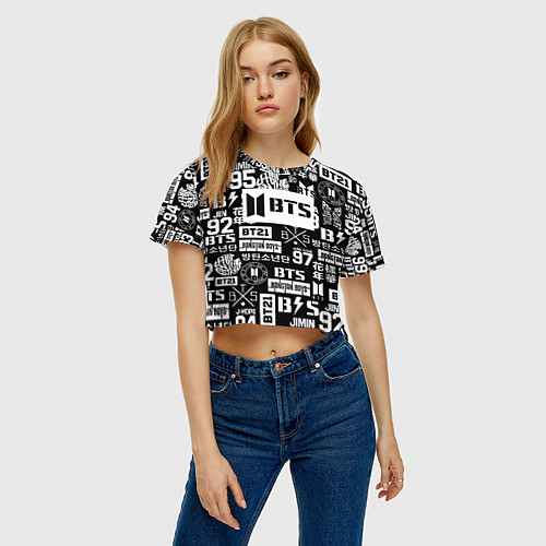 Женский топ Bangtan Boys pattern black / 3D-принт – фото 3
