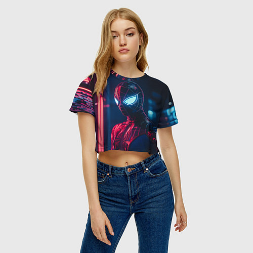 Женский топ Человек-паук с неоновыми глазами / 3D-принт – фото 3