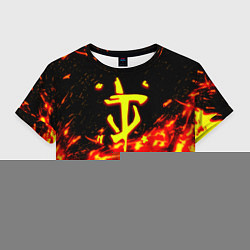 Футболка 3D укороченная женская Doom огненное лого, цвет: 3D-принт