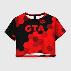 Футболка 3D укороченная женская GTA - red gradient посередине, цвет: 3D-принт