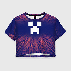 Футболка 3D укороченная женская Minecraft red energy, цвет: 3D-принт