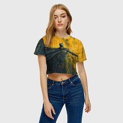 Футболка 3D укороченная женская Бэтмен нарисованный кистью, цвет: 3D-принт — фото 2