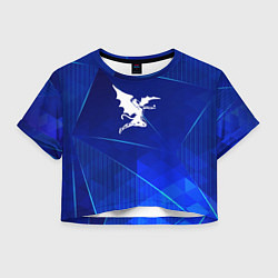 Футболка 3D укороченная женская Black Sabbath blue poly, цвет: 3D-принт