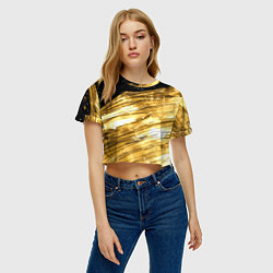 Футболка 3D укороченная женская Золотой текстурный фон, цвет: 3D-принт — фото 2
