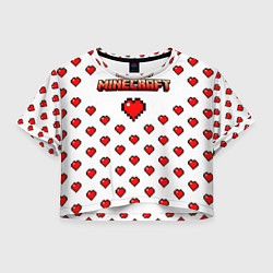 Футболка 3D укороченная женская Minecraft любовь, цвет: 3D-принт