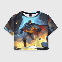 Футболка 3D укороченная женская Бэтмен в прыжке, цвет: 3D-принт