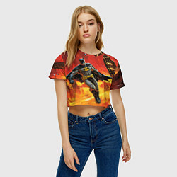 Футболка 3D укороченная женская Бэтмен застыл в воздухе, цвет: 3D-принт — фото 2