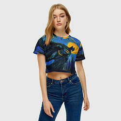 Футболка 3D укороченная женская Бэтмен в стиле Ван-Гога, цвет: 3D-принт — фото 2