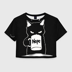 Футболка 3D укороченная женская Angry black cat nope, цвет: 3D-принт