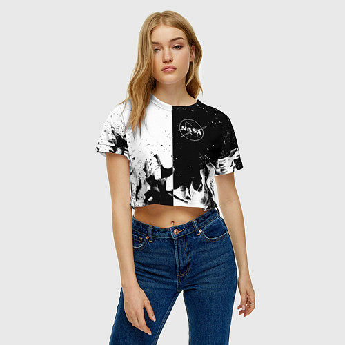 Женский топ Nasa черно белый огонь / 3D-принт – фото 3