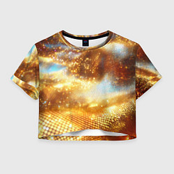 Футболка 3D укороченная женская Блестящая золотая текстура, цвет: 3D-принт