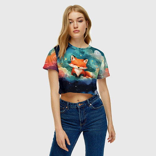 Женский топ Лисенок на облаках / 3D-принт – фото 3