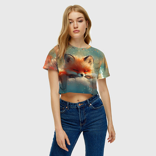 Женский топ Лисенок спит на облаке / 3D-принт – фото 3