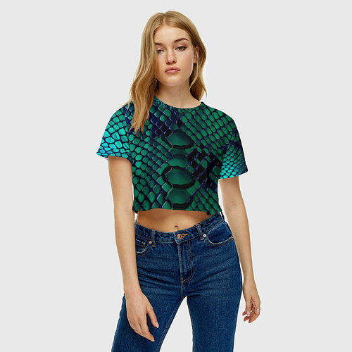 Женский топ Бирюзовая змеиная кожа / 3D-принт – фото 3