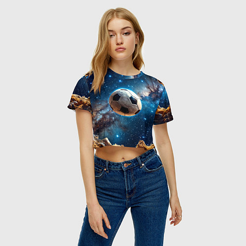Женский топ Футбольный мяч в космосе / 3D-принт – фото 3