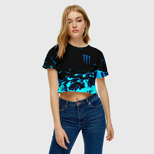 Женский топ Monster energy голубые краски / 3D-принт – фото 3