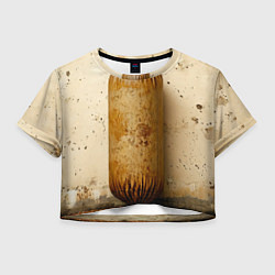 Футболка 3D укороченная женская Бежевая боксерская груша, цвет: 3D-принт