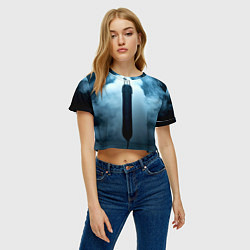 Футболка 3D укороченная женская Боксерская груша в дыму, цвет: 3D-принт — фото 2