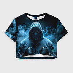 Футболка 3D укороченная женская Боксер в дыму, цвет: 3D-принт