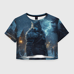 Футболка 3D укороченная женская Волк в доспехах, цвет: 3D-принт