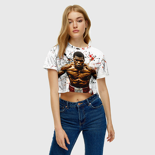 Женский топ Мухаммед Али на белом / 3D-принт – фото 3
