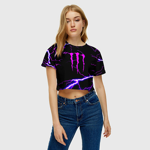 Женский топ Monster energy neon storm / 3D-принт – фото 3