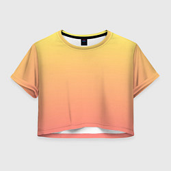 Футболка 3D укороченная женская Градиент нежный жёлто-розовый, цвет: 3D-принт